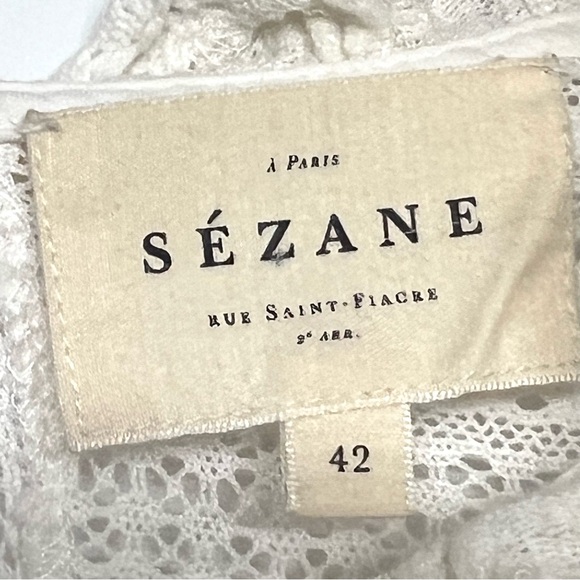 Sezane Sophie White Cotton Lace Ruffle Bohemian Mini Dress Women’s US 10 EU 42 - Picture 11 of 13